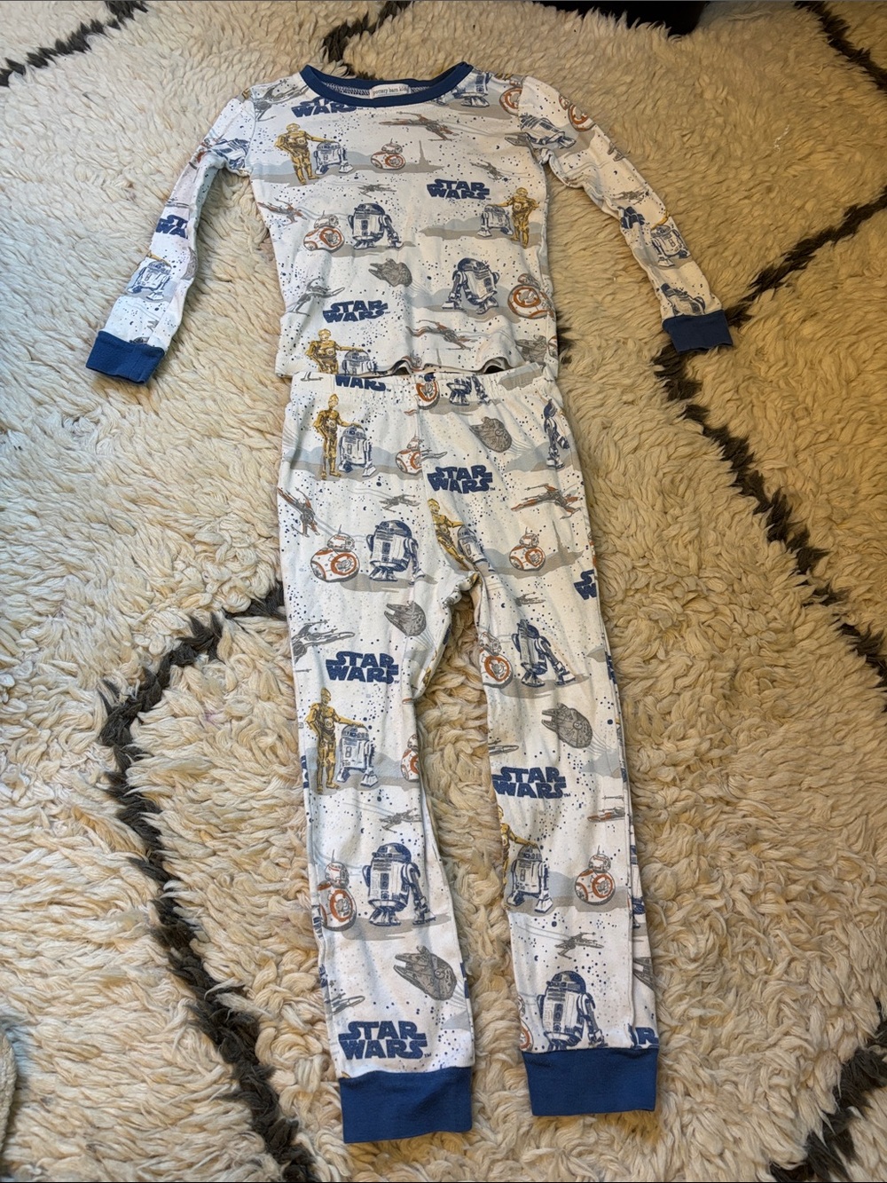 Star Wars White and Blue Kids Pajama Set with Character Prints